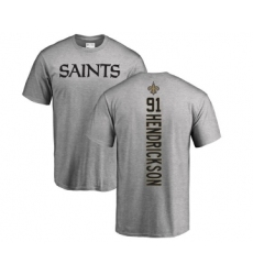 Football New Orleans Saints #91 Trey Hendrickson Ash Backer T-Shirt