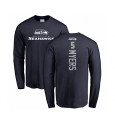 Football Seattle Seahawks #5 Jason Myers Navy Blue Backer Long Sleeve T-Shirt