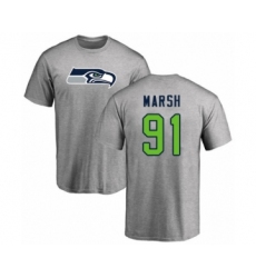 Football Seattle Seahawks #91 Cassius Marsh Ash Name & Number Logo T-Shirt