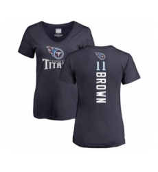 Football Women's Tennessee Titans #11 A.J. Brown Navy Blue Backer T-Shirt