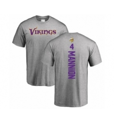 Football Minnesota Vikings #4 Sean Mannion Ash Backer T-Shirt