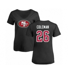 Football Women's San Francisco 49ers #26 Tevin Coleman Black Name & Number Logo T-Shirt
