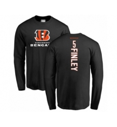 Football Cincinnati Bengals #5 Ryan Finley Black Backer Long Sleeve T-Shirt