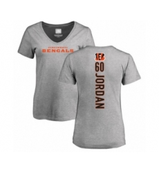Football Women's Cincinnati Bengals #60 Michael Jordan Ash Backer V-Neck T-Shirt