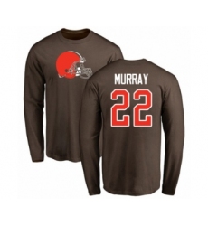 Football Cleveland Browns #22 Eric Murray Brown Name & Number Logo Long Sleeve T-Shirt