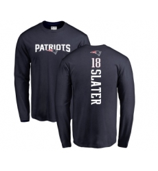 Football New England Patriots #18 Matthew Slater Navy Blue Backer Long Sleeve T-Shirt