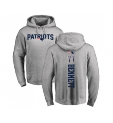 Football New England Patriots #77 Michael Bennett Ash Backer Pullover Hoodie