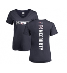 Football Women's New England Patriots #32 Devin McCourty Navy Blue Backer T-Shirt