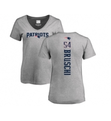 Football Women's New England Patriots #54 Tedy Bruschi Ash Backer V-Neck T-Shirt