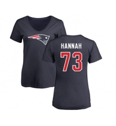Football Women's New England Patriots #73 John Hannah Navy Blue Name & Number Logo Slim Fit T-Shirt