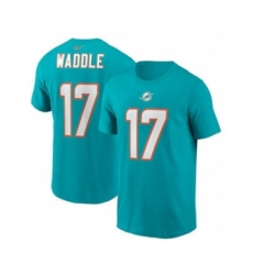 Men's Miami Dolphins #17 Jaylen Waddle 2021 Aqua Football Draft First Round Pick Player Name & Number Football T-Shirt