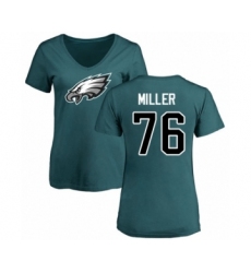 Women's Philadelphia Eagles #76 Shareef Miller Green Name & Number Logo Slim Fit T-Shirt