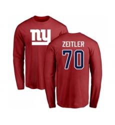 Football New York Giants #70 Kevin Zeitler Red Name & Number Logo Long Sleeve T-Shirt