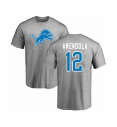Football Detroit Lions #12 Danny Amendola Ash Name & Number Logo T-Shirt
