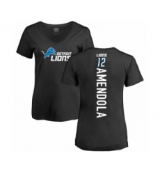 Football Women's Detroit Lions #12 Danny Amendola Black Backer T-Shirt