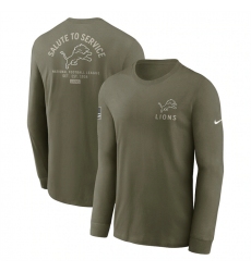 Men's Detroit Lions Olive 2025 Salute to Service Sideline Long Sleeve T-Shirt