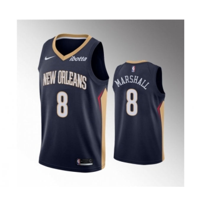 Men's New Orleans Pelicans #8 Naji Marshall Navy Icon Edition Stitched Jersey