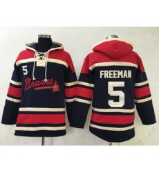 Men's Atlanta Braves #5 Freddie Freeman Navy Blue Stitched MLB Baseball Hoodie