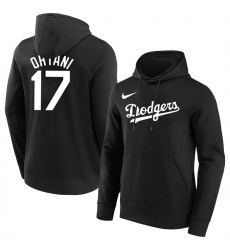 Men's Los Angeles Dodgers #17 Shohei Ohtani Black Name & Number Pullover Hoodie