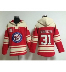 Men's Washington Nationals #31 Max Scherzer Home Red MLB Hoodie