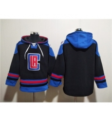 Men's Los Angeles Clippers Blank Black Blue Lace-Up Pullover Hoodie