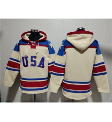 Men's Team USA Blank Cream Ageless Must-Have Lace-Up Pullover Hoodie