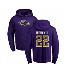 Football Baltimore Ravens #22 Mark Ingram II Purple Name & Number Logo Pullover Hoodie