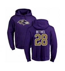 Football Baltimore Ravens #28 Justin Bethel Purple Name & Number Logo Pullover Hoodie