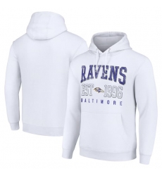 Men's Baltimore Ravens White Throwback Logo Pullover Hoodie