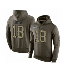 Football Men's Seattle Seahawks #18 Jaron Brown Green Salute To Service Pullover Hoodie