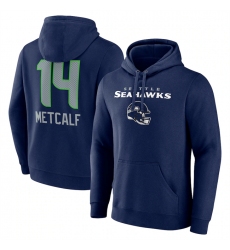 Men's Seattle Seahawks #14 DK Metcalf Navy Team Wordmark Player Name & Number Pullover Hoodie