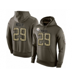 Football Men's Pittsburgh Steelers #29 Kam Kelly Green Salute To Service Pullover Hoodie