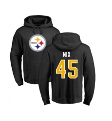 Football Pittsburgh Steelers #45 Roosevelt Nix Black Name & Number Logo Pullover Hoodie