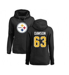 Football Women's Pittsburgh Steelers #63 Dermontti Dawson Black Name & Number Logo Pullover Hoodie