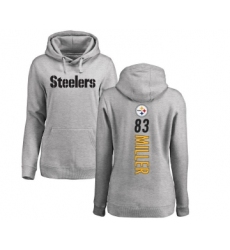Football Women's Pittsburgh Steelers #83 Heath Miller Ash Backer Pullover Hoodie