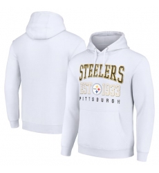 Men's Pittsburgh Steelers White Throwback Logo Pullover Hoodie