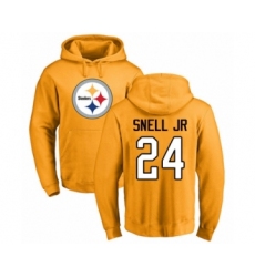 Pittsburgh Steelers #24 Benny Snell Jr. Gold Name & Number Logo Pullover Hoodie