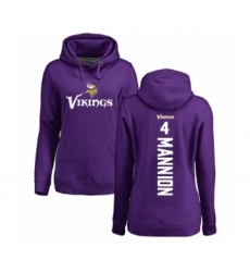 Football Women's Minnesota Vikings #4 Sean Mannion Purple Backer Pullover Hoodie
