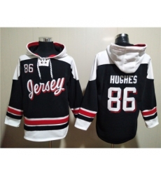 Men's New Jersey Devils #86 Jack Hughes Black White Ageless Must-Have Lace-Up Pullover Hoodie