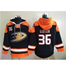 Men's Anaheim Ducks #36 John Gibson Black Ageless Must-Have Lace-Up Pullover Hockey Hoodie