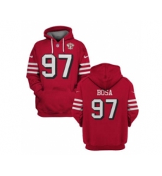 Men's San Francisco 49ers #97 Nick Bosa 2021 Red 75th Anniversary Pullover Football Hoodie