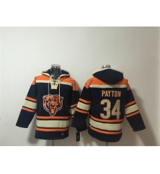 Men's Chicago Bears #34 Walter Payton Navy Ageless Must-Have Lace-Up Pullover Hoodie