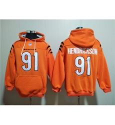 Men's Cincinnati Bengals #91 Trey Hendrickson Orange Pullover Hoodie