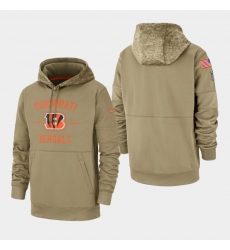 Men's Cincinnati Bengals Tan 2019 Salute to Service Sideline Therma Pullover Hoodie