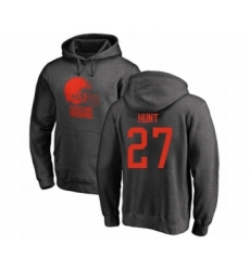 Football Cleveland Browns #27 Kareem Hunt Ash One Color Pullover Hoodie