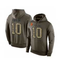 Football Men's Cleveland Browns #10 Taywan Taylor Green Salute To Service Pullover Hoodie