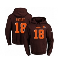 Football Men's Cleveland Browns #18 Damion Ratley Brown Name & Number Pullover Hoodie