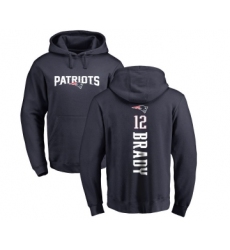Football New England Patriots #12 Tom Brady Navy Blue Backer Pullover Hoodie