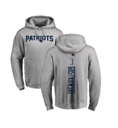 Football New England Patriots #3 Stephen Gostkowski Ash Backer Pullover Hoodie