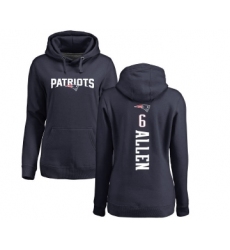 Football Women's New England Patriots #6 Ryan Allen Navy Blue Backer Pullover Hoodie